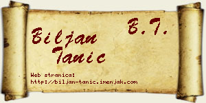 Biljan Tanić vizit kartica